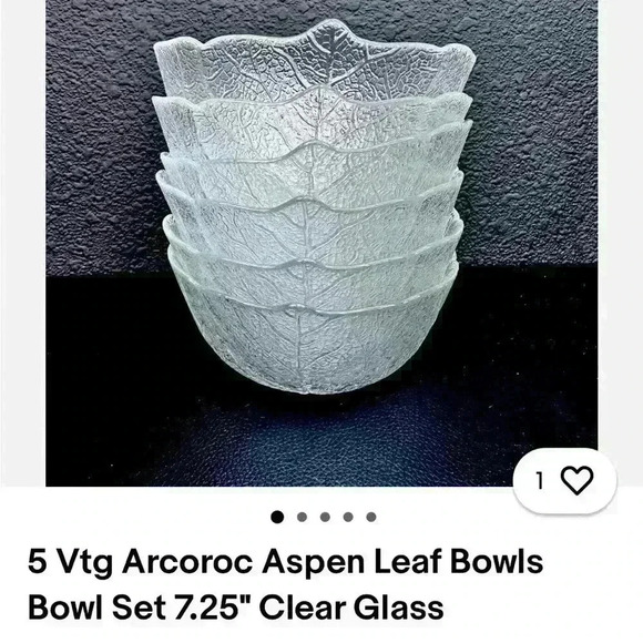 5 inch vintage aspen leaf bowls 6 in set - Picture 3 of 5